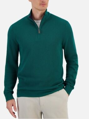 Club Room Men's Quarter-Zip
Lightweight Textured Cotton
Sweater Green Size XXL
